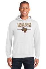 Texas State Bobcats Hooded Sweatshirt - 3 Stripe State Outline Logo