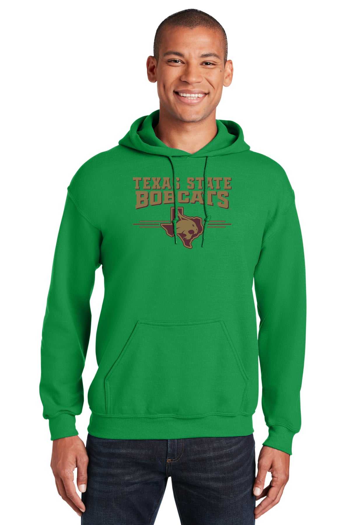 Texas State Bobcats Hooded Sweatshirt - 3 Stripe State Outline Logo