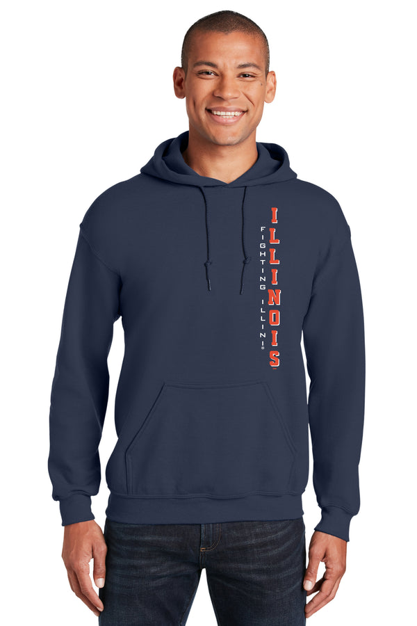 Illinois Fighting Illini Hooded Sweatshirt - Vertical Illinois Fighting Illini