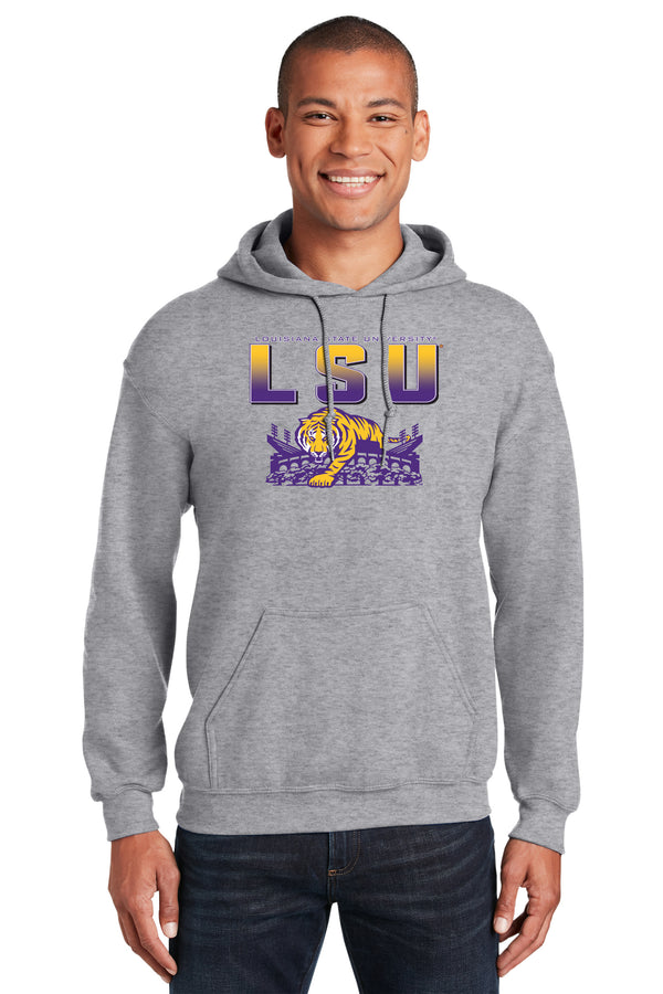 LSU Tigers Hooded Sweatshirt - LSU Tiger Stadium Full Color Fade