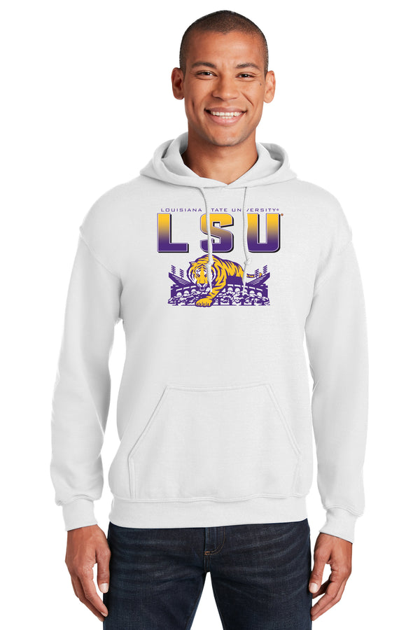 LSU Tigers Hooded Sweatshirt - LSU Tiger Stadium Full Color Fade