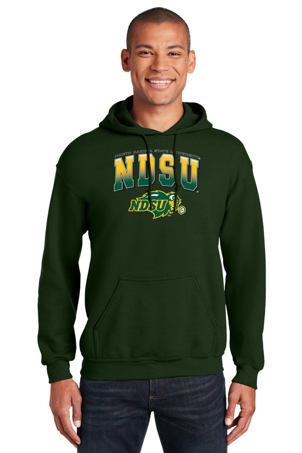 NDSU Bison Hooded Sweatshirt - Full Color NDSU Fade with Logo