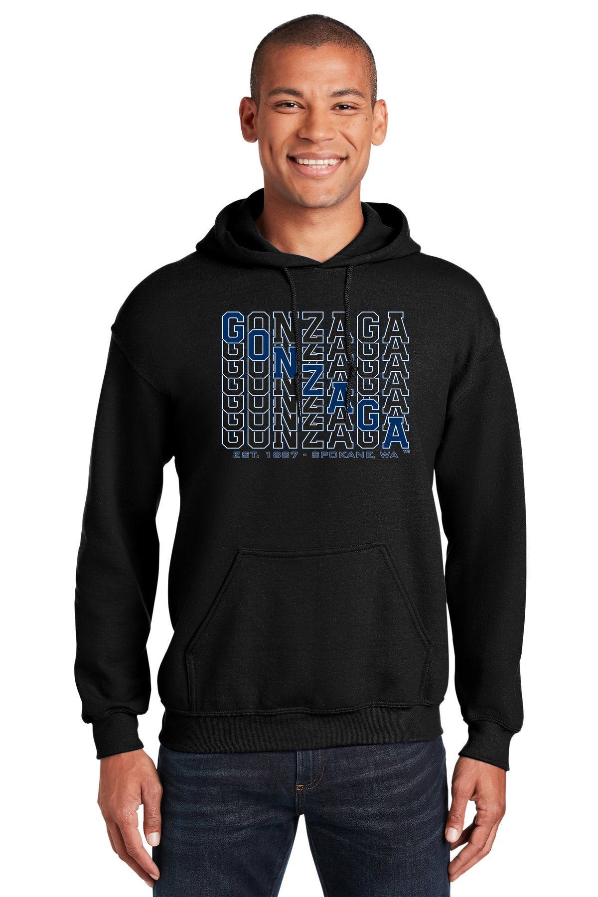 Gonzaga Bulldogs Hooded Sweatshirt - Diagonal Echo Gonzaga