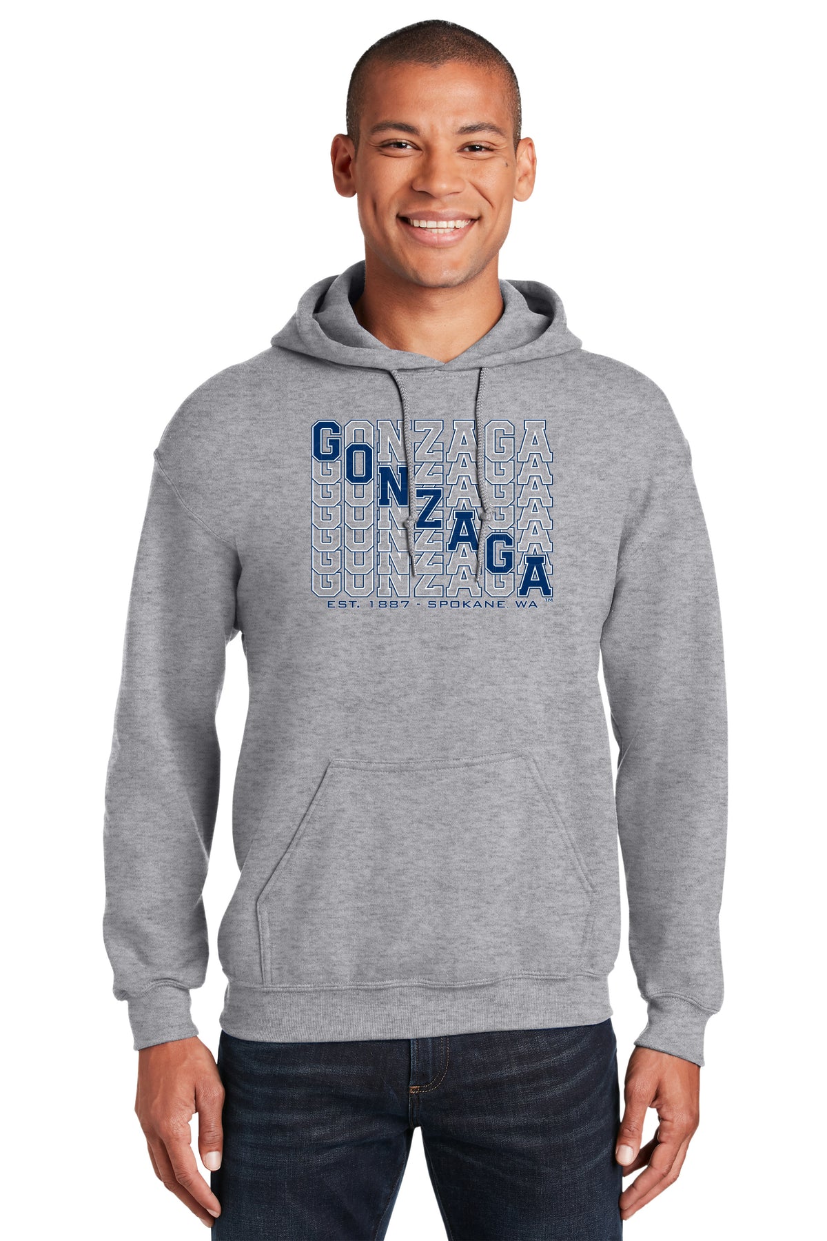 Gonzaga Bulldogs Hooded Sweatshirt - Diagonal Echo Gonzaga