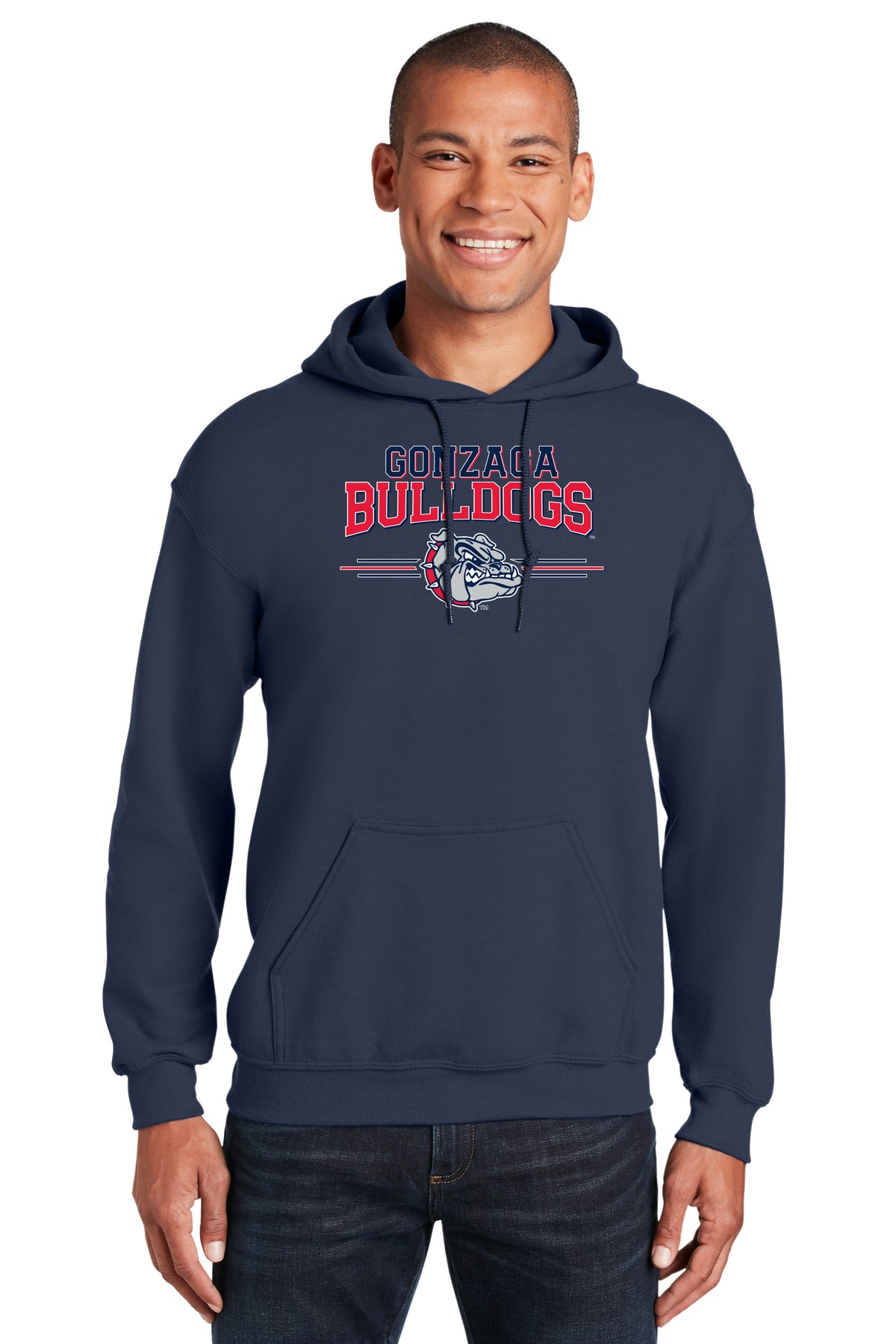 Gonzaga Bulldogs Hooded Sweatshirt - Gonzaga Bulldogs 3 Stripe