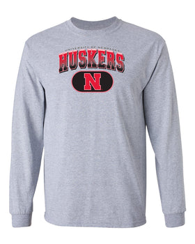 Nebraska Huskers Long Sleeve Tee Shirt - Full Color Huskers Fade with Block N