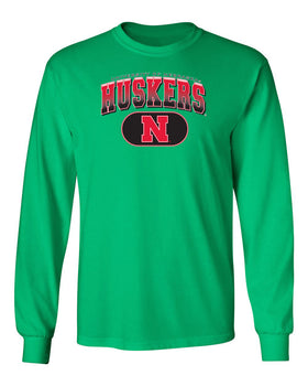 Nebraska Huskers Long Sleeve Tee Shirt - Full Color Huskers Fade with Block N