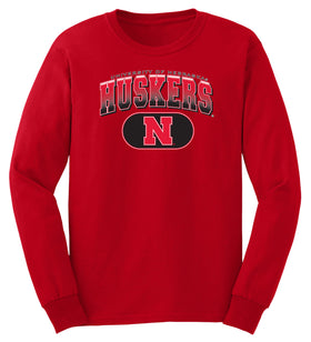 Nebraska Huskers Long Sleeve Tee Shirt - Full Color Huskers Fade with Block N