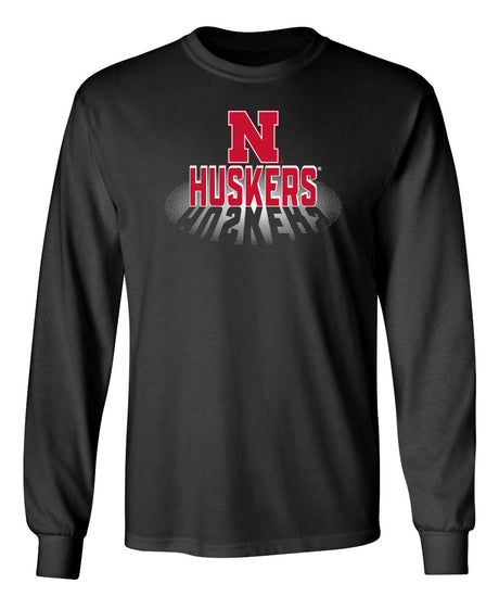 Nebraska Huskers Long Sleeve Tee Shirt - 3D Huskers Spotlight Shadow