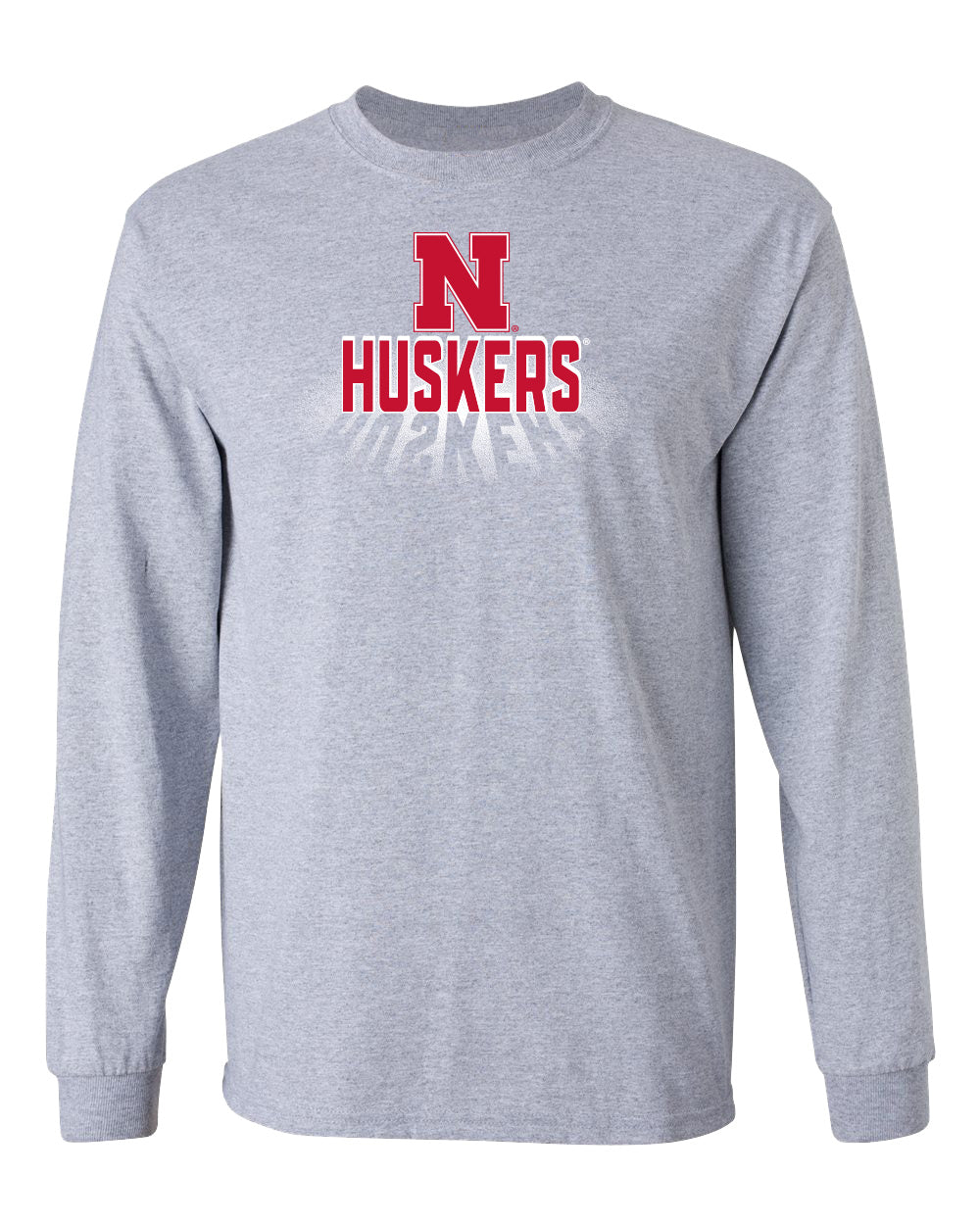 Nebraska Huskers Long Sleeve Tee Shirt - 3D Huskers Spotlight Shadow