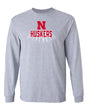 Nebraska Huskers Long Sleeve Tee Shirt - 3D Huskers Spotlight Shadow