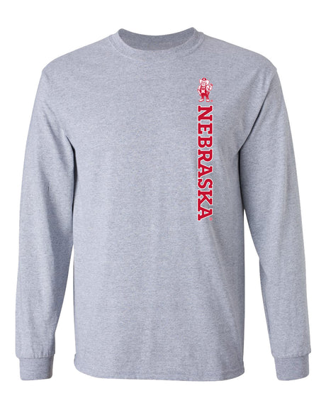 Nebraska Huskers Long Sleeve Tee Shirt - Vertical Nebraska Herbie Husker