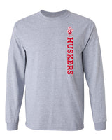 Nebraska Huskers Long Sleeve Tee Shirt - Vertical Huskers Herbie Husker