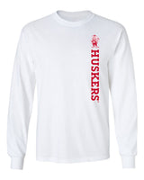 Nebraska Huskers Long Sleeve Tee Shirt - Vertical Huskers Herbie Husker