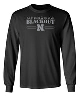 Nebraska Huskers Long Sleeve Tee Shirt - Nebraska Blackout Block N
