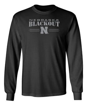 Nebraska Huskers Long Sleeve Tee Shirt - Nebraska Blackout Block N