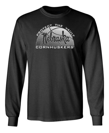Nebraska Huskers Long Sleeve Tee Shirt - Script Nebraska Basketball