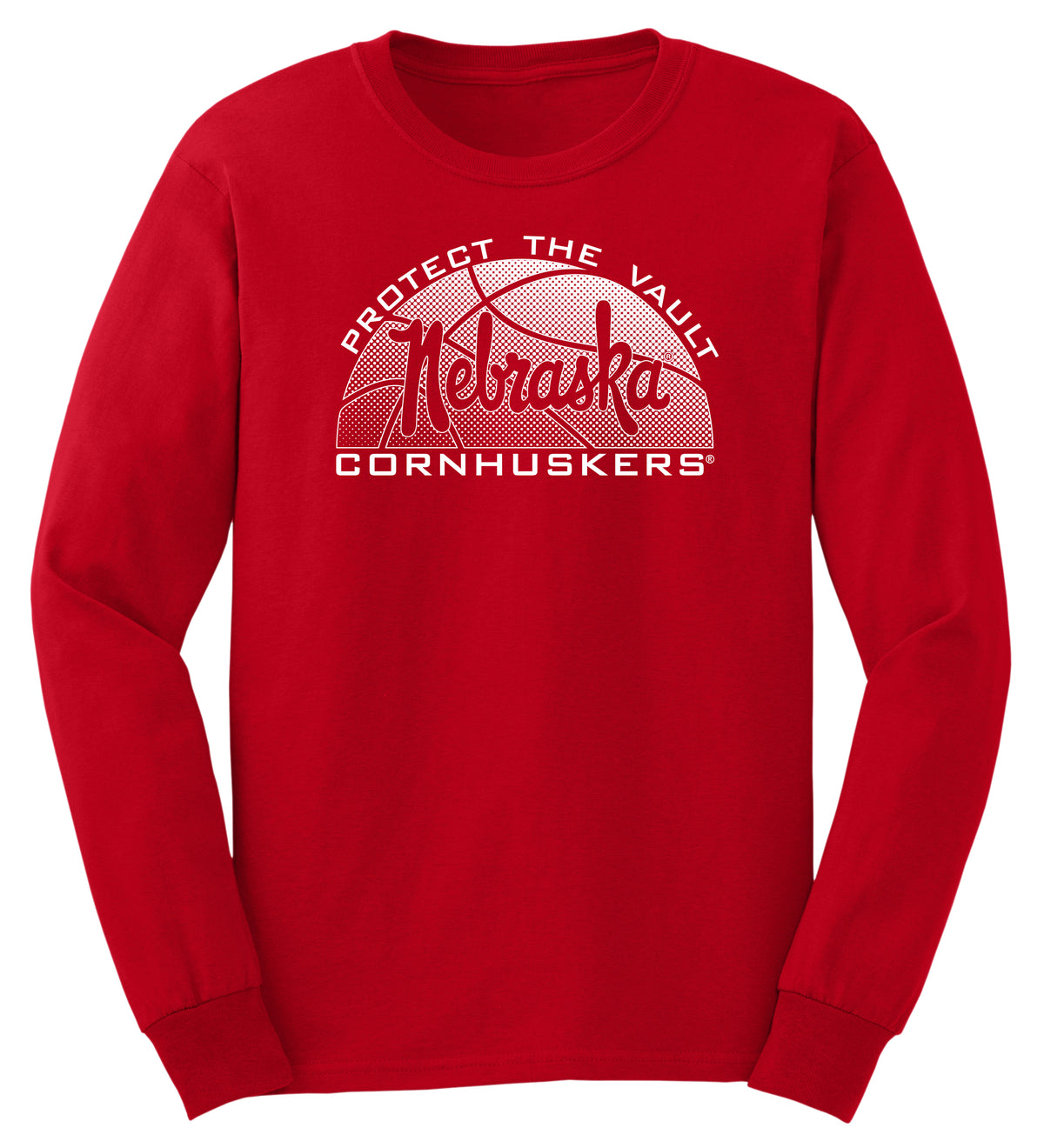 Nebraska Huskers Long Sleeve Tee Shirt - Script Nebraska Basketball