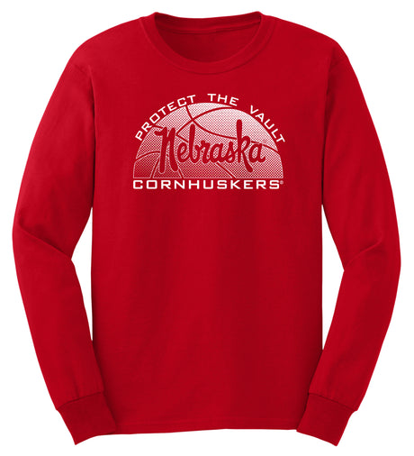 Nebraska Huskers Long Sleeve Tee Shirt - Script Nebraska Basketball