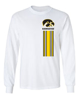 Iowa Hawkeyes Long Sleeve Tee Shirt - Vert Stripe with Tigerhawk