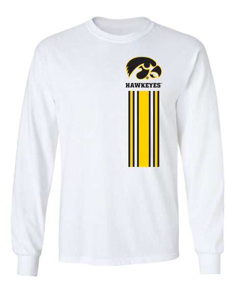 Iowa Hawkeyes Long Sleeve Tee Shirt - Vert Stripe with Tigerhawk