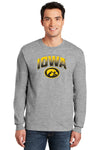 Iowa Hawkeyes Long Sleeve Tee Shirt - Full Color IOWA Fade Tigerhawk Oval