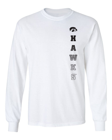 Iowa Hawkeyes Long Sleeve Tee Shirt - Vert Hawks Fade with Tigerhawk