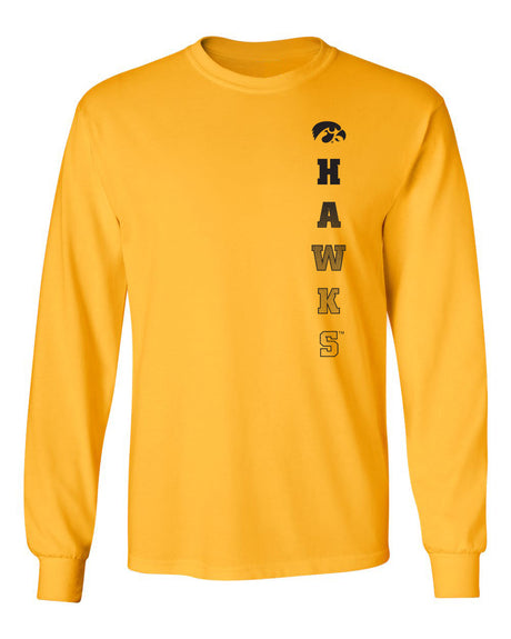 Iowa Hawkeyes Long Sleeve Tee Shirt - Vert Hawks Fade with Tigerhawk