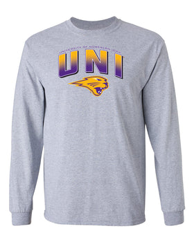 Northern Iowa Panthers Long Sleeve Tee Shirt - UNI Full Color Fade Primary Logo