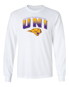 Northern Iowa Panthers Long Sleeve Tee Shirt - UNI Full Color Fade Primary Logo