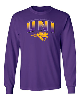 Northern Iowa Panthers Long Sleeve Tee Shirt - UNI Full Color Fade Primary Logo