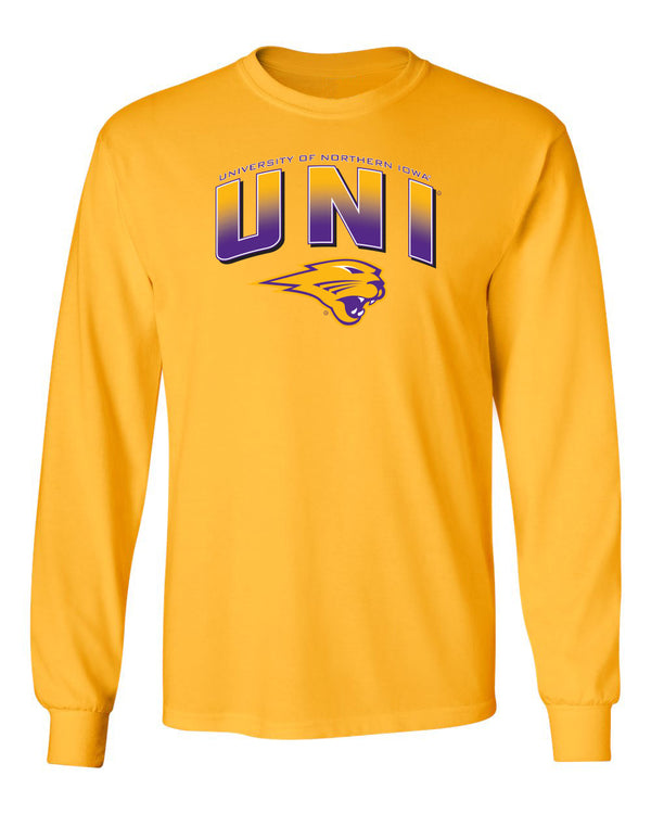 Northern Iowa Panthers Long Sleeve Tee Shirt - UNI Full Color Fade Primary Logo