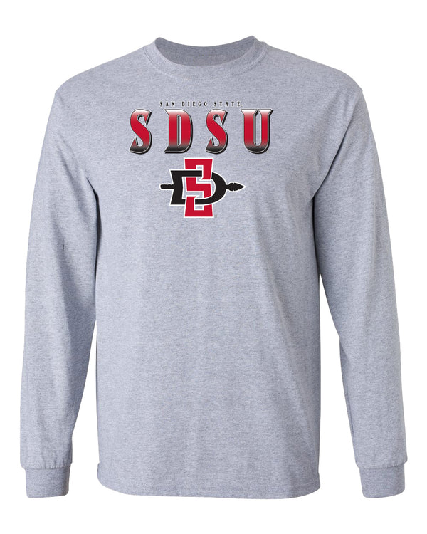 San Diego State Aztecs Long Sleeve Tee Shirt - SDSU Full Color Fade Aztecs Logo