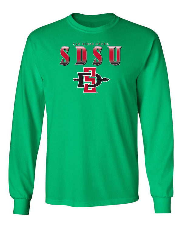 San Diego State Aztecs Long Sleeve Tee Shirt - SDSU Full Color Fade Aztecs Logo