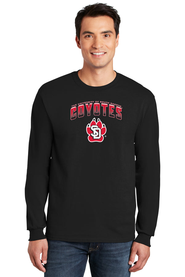 South Dakota Coyotes Long Sleeve Tee Shirt - Coyotes Full Color Fade Primary Logo