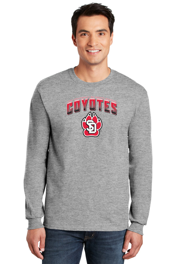 South Dakota Coyotes Long Sleeve Tee Shirt - Coyotes Full Color Fade Primary Logo