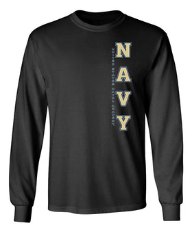 Navy Midshipmen Long Sleeve Tee Shirt - USNA Vertical Navy