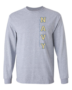 Navy Midshipmen Long Sleeve Tee Shirt - USNA Vertical Navy