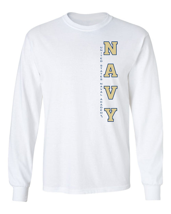 Navy Midshipmen Long Sleeve Tee Shirt - USNA Vertical Navy