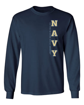 Navy Midshipmen Long Sleeve Tee Shirt - USNA Vertical Navy