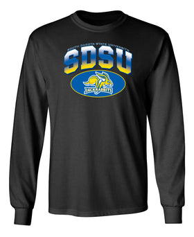 South Dakota State Jackrabbits Long Sleeve Tee Shirt - SDSU Full Color Fade Plus Primary Logo