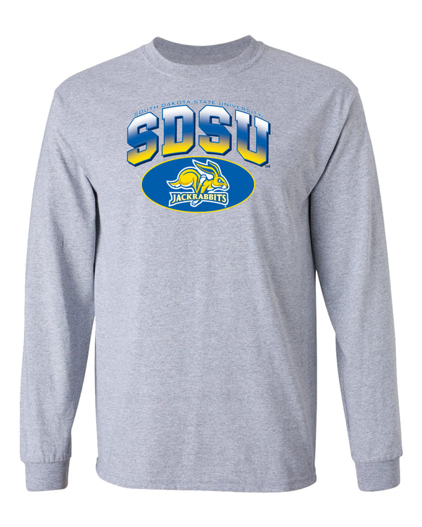 South Dakota State Jackrabbits Long Sleeve Tee Shirt - SDSU Full Color Fade Plus Primary Logo