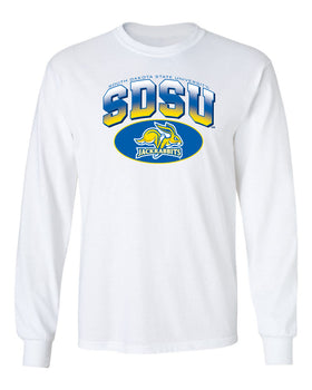 South Dakota State Jackrabbits Long Sleeve Tee Shirt - SDSU Full Color Fade Plus Primary Logo