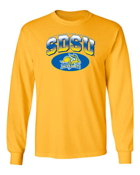 South Dakota State Jackrabbits Long Sleeve Tee Shirt - SDSU Full Color Fade Plus Primary Logo