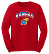 Kansas Jayhawks Long Sleeve Tee Shirt - Full Color Fade Kansas Logo