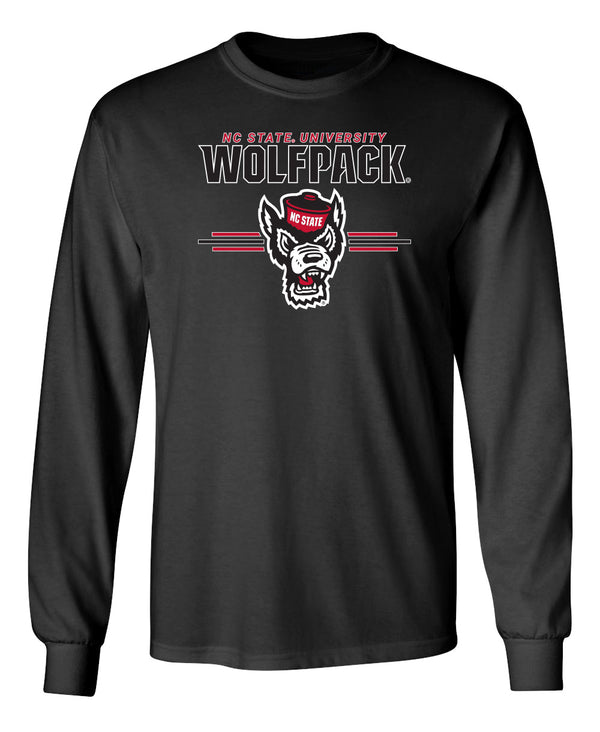 North Carolina State Wolfpack Long Sleeve Tee Shirt - 3-Stripe Primary Logo