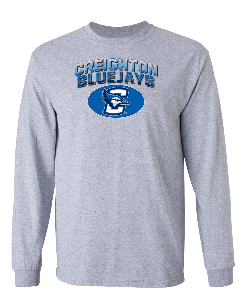 Creighton Bluejays Long Sleeve Tee Shirt - Full Color Fade Primary Logo Oval