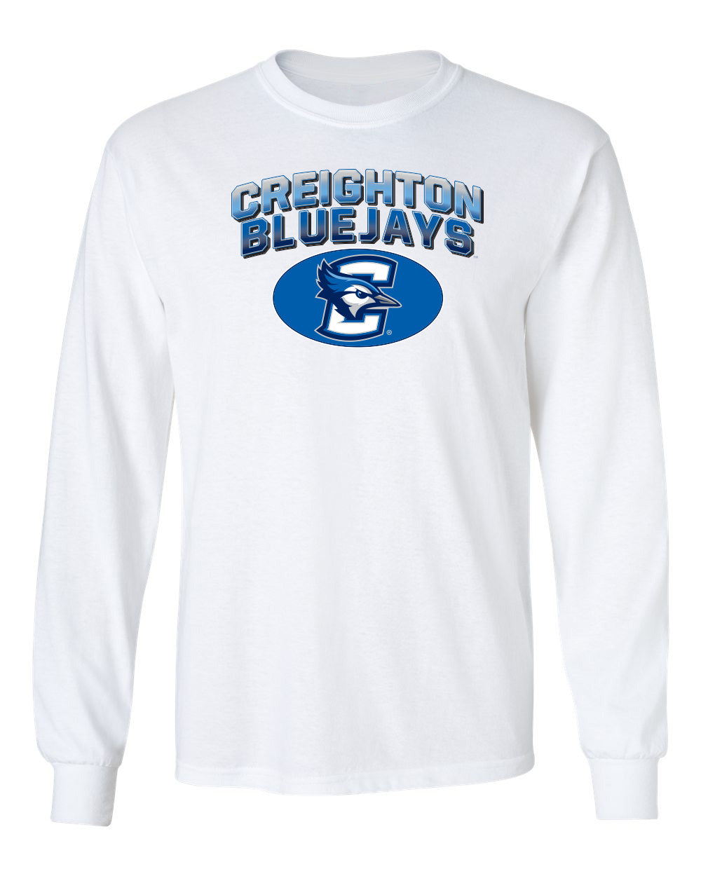 Creighton Bluejays Long Sleeve Tee Shirt - Full Color Fade Primary Logo Oval