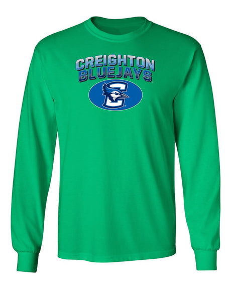 Creighton Bluejays Long Sleeve Tee Shirt - Full Color Fade Primary Logo Oval