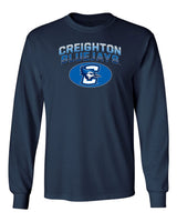 Creighton Bluejays Long Sleeve Tee Shirt - Full Color Fade Primary Logo Oval